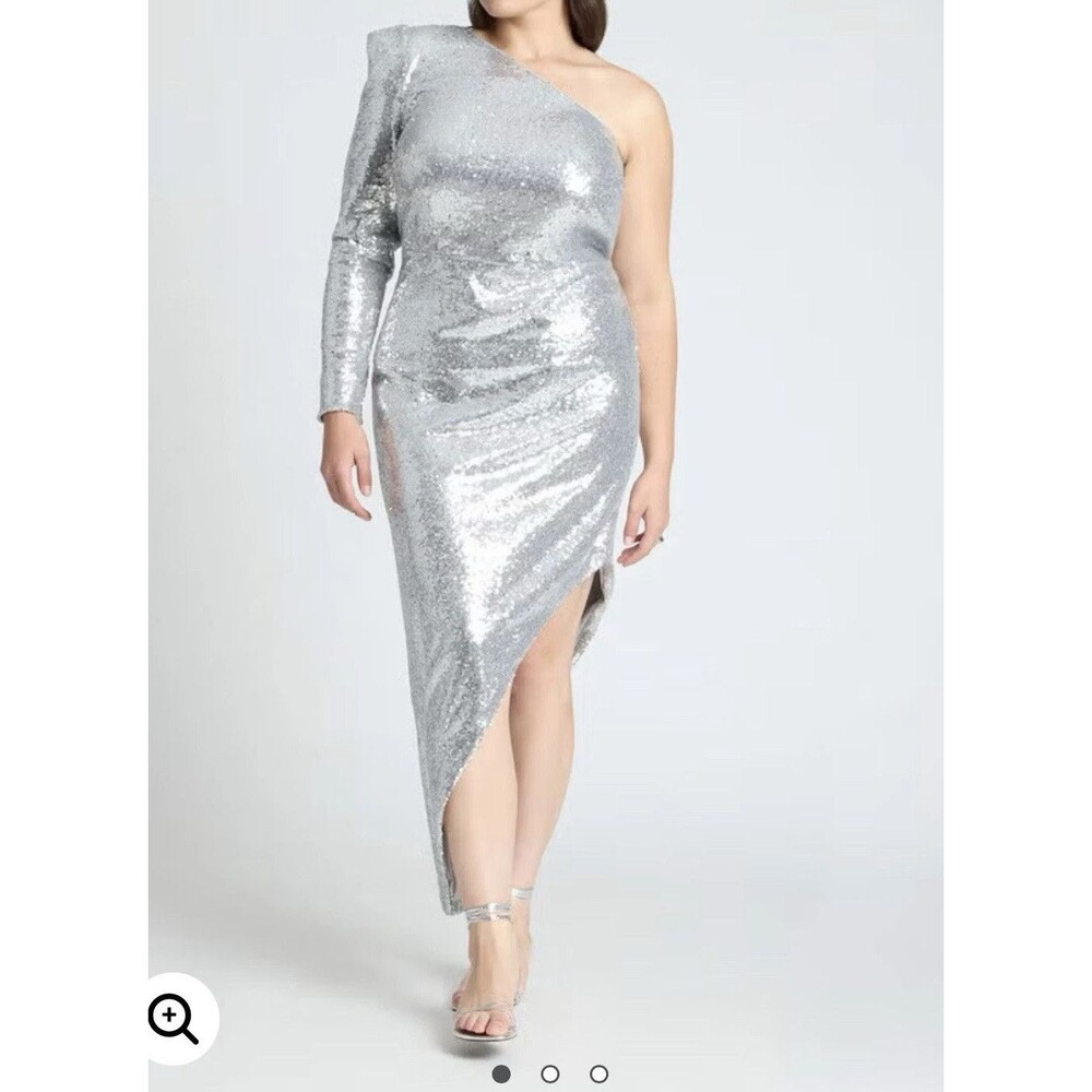 ELOQUII Women's Plus Strong Shoulder Sequin Dress With Slit Size 20 NWT